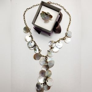 🕳️Abalone necklace and matching ring set
